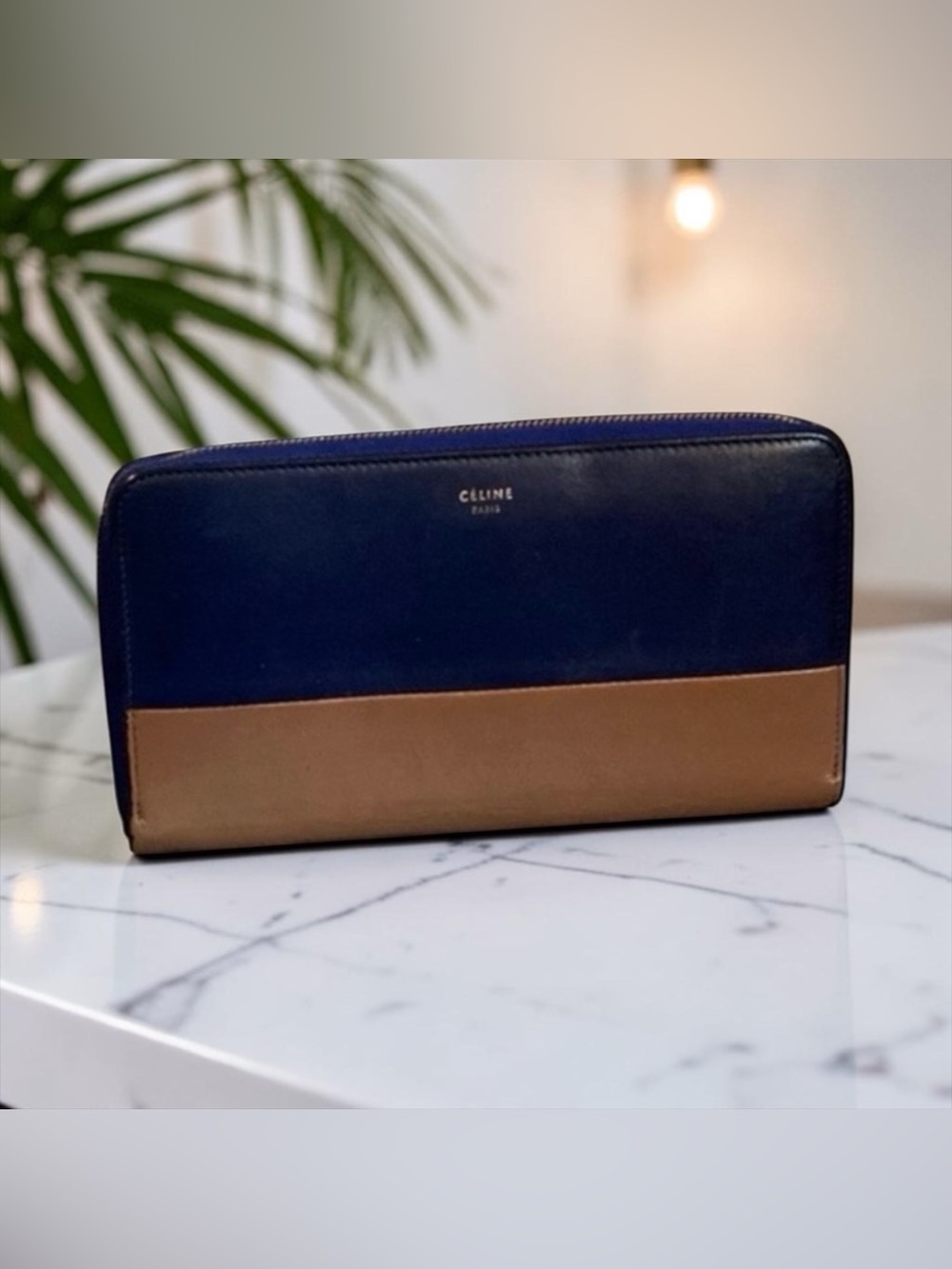 💙CELINE💙Colorblock Leather Zip Wallet with COA/EUC